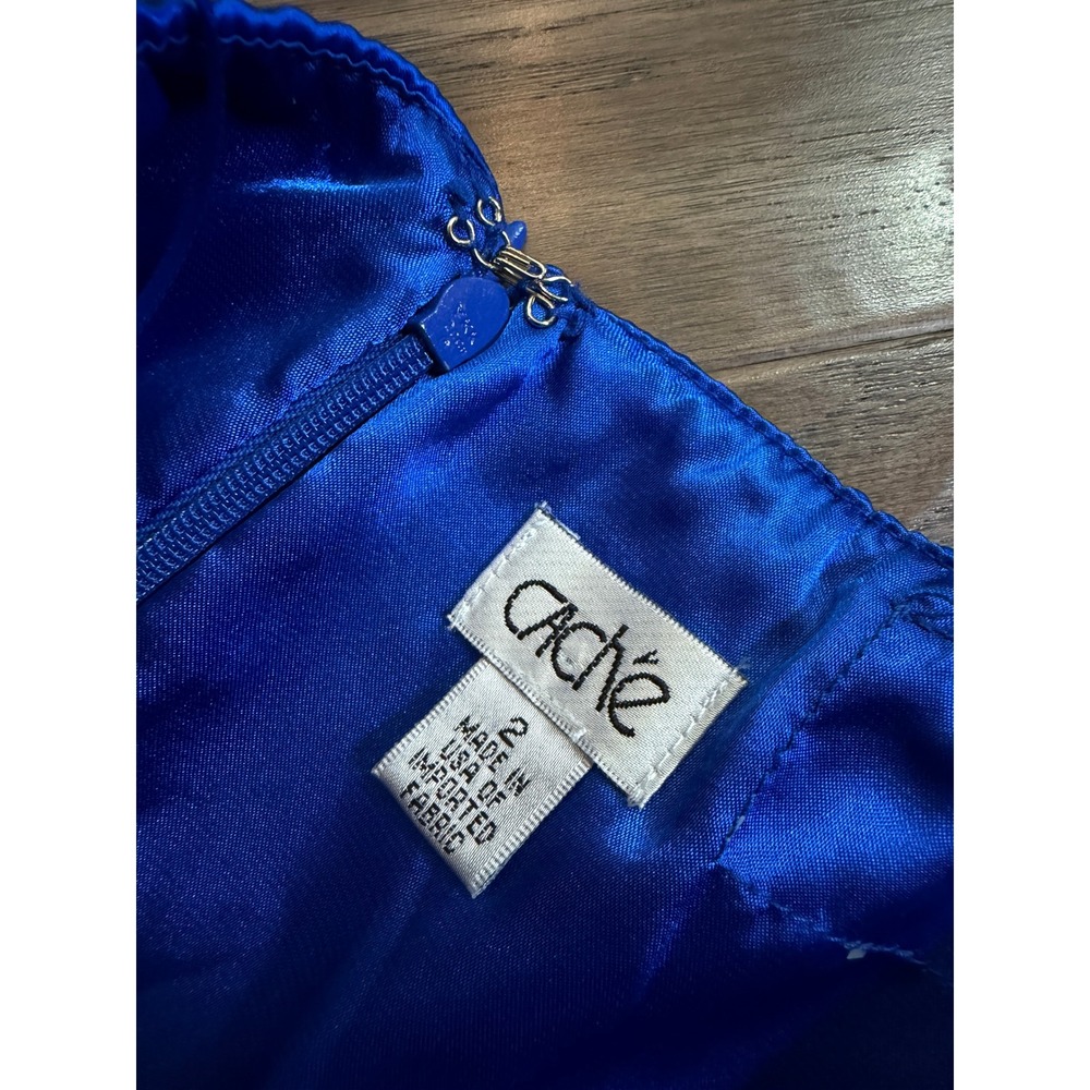 Cache Royal Blue 100% Silk Strapless Bubble Hem Cocktail Dress Size 2 Sweetheart - Picture 3 of 7